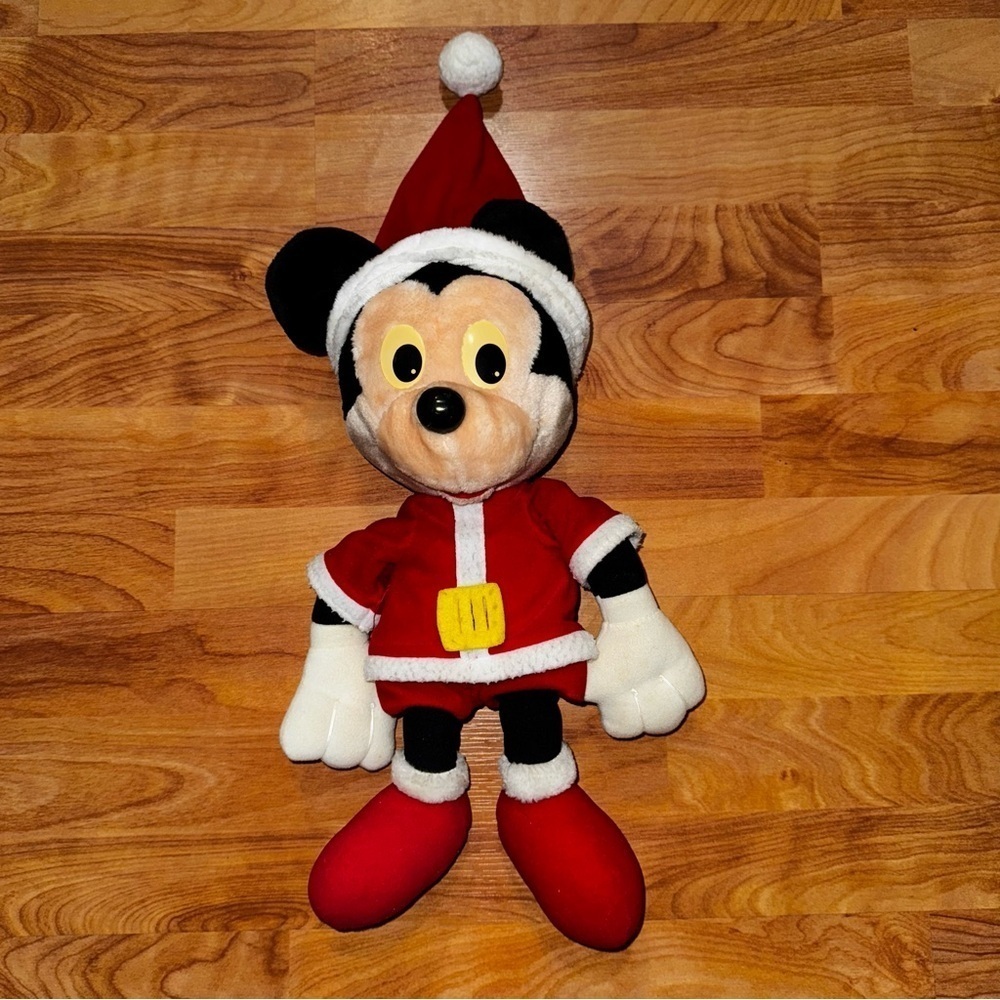 Mickey Mouse Christmas Santa Vintage 1988 Stuffed Plush Toy 15” RARE!
